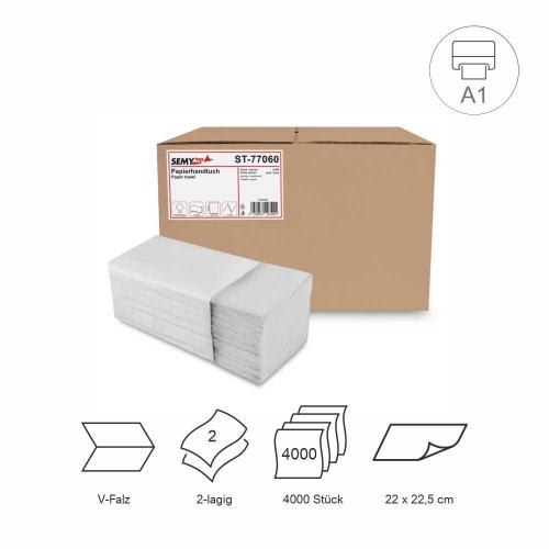 Papierhandtuch hellgrau 22,0 x 22,5cm 2-lagig V/ZZ-Falz 100% Recycling (A1)